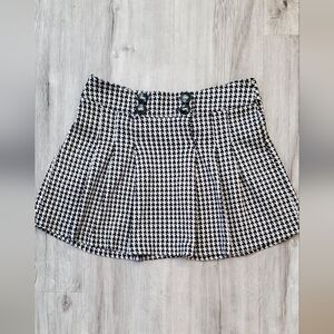 💚5/$25 Black & White Houndstooth Pleated School Girl Micro Mini Skirt Size XS